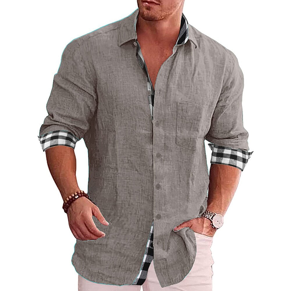 Men's Shirt with Checkered Cuffs