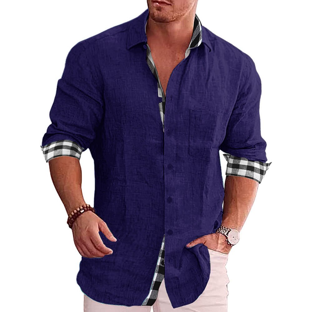 Men's Shirt with Checkered Cuffs