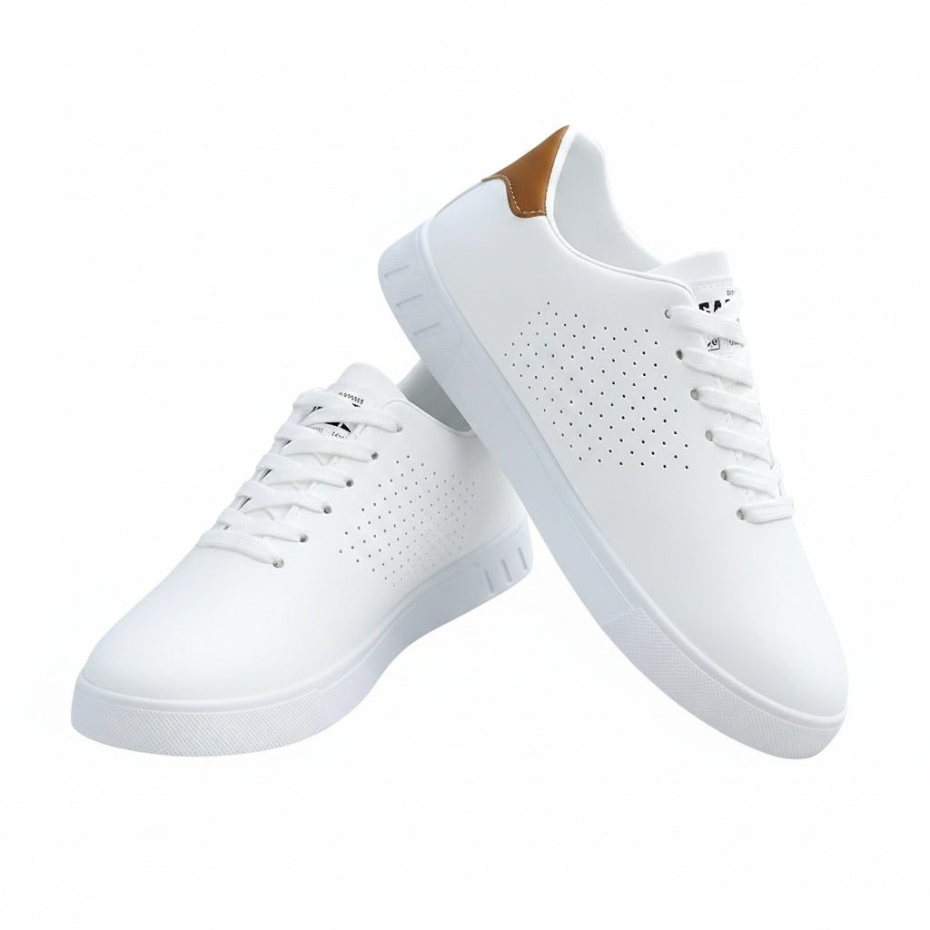 Men's Low-Top Sneakers with Perforated Panels and Lace-Up Closure