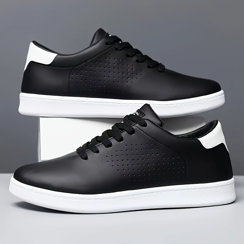 Men's Low-Top Sneakers with Perforated Panels and Lace-Up Closure