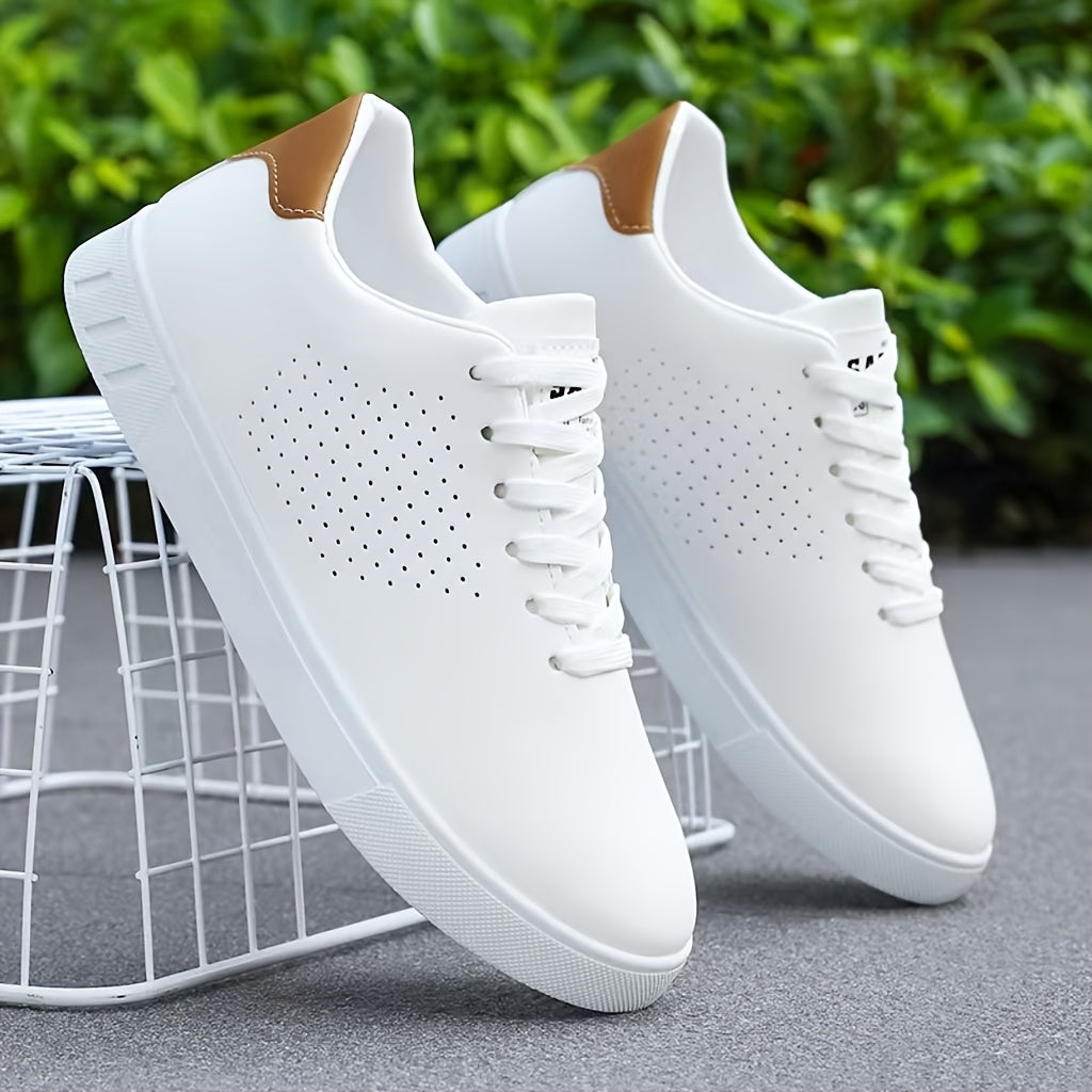 Men's Low-Top Sneakers with Perforated Panels and Lace-Up Closure