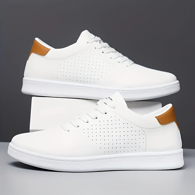 Men's Low-Top Sneakers with Perforated Panels and Lace-Up Closure