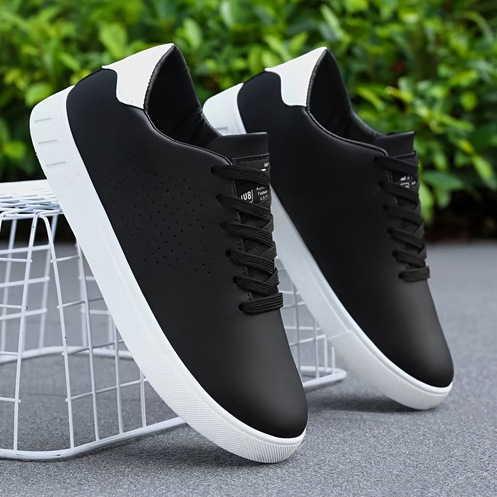 Men's Low-Top Sneakers with Perforated Panels and Lace-Up Closure
