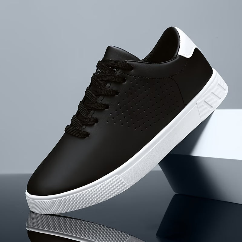 Men's Low-Top Sneakers with Perforated Panels and Lace-Up Closure