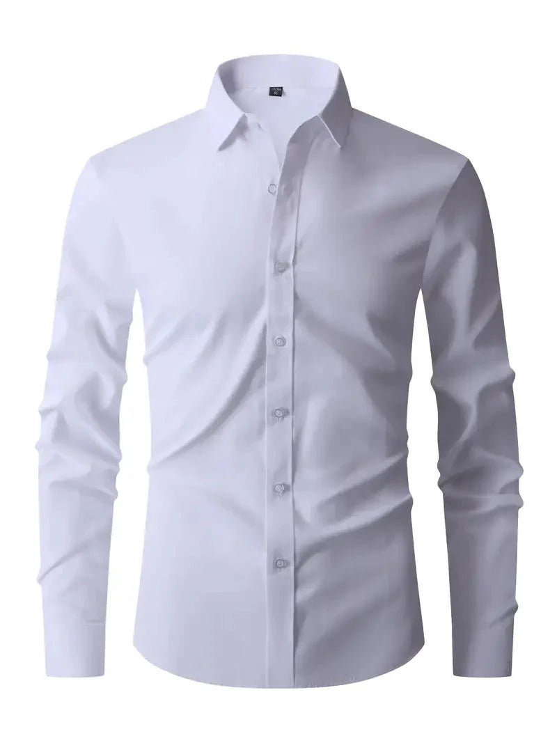 Men's Long-Sleeve Slim Fit Shirt with Classic Collar