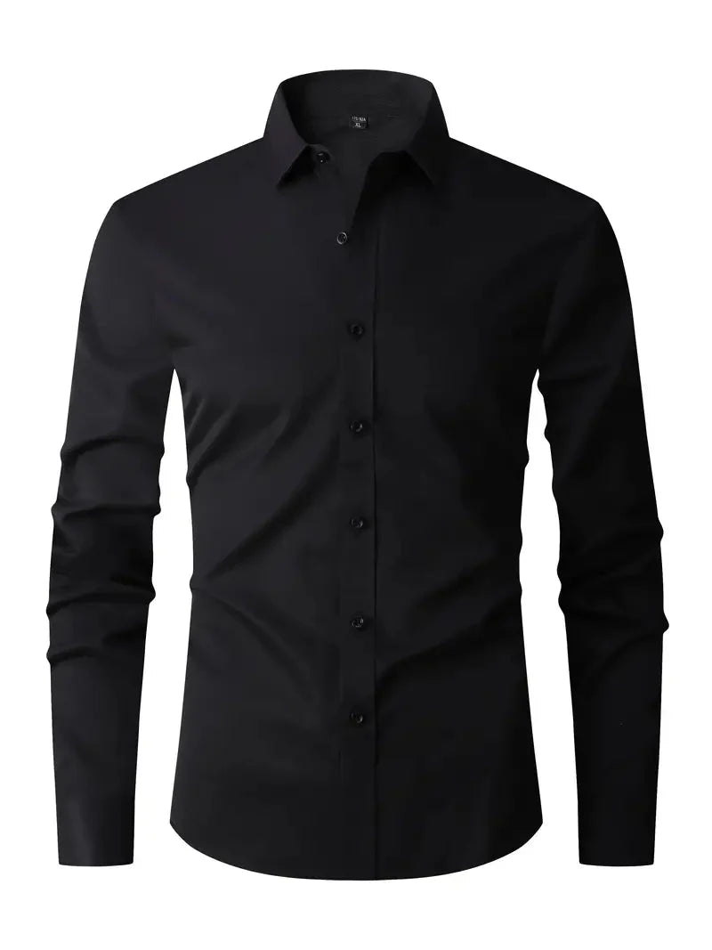 Men's Long-Sleeve Slim Fit Shirt with Classic Collar