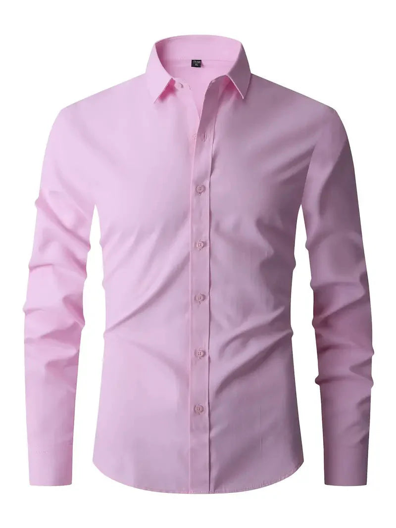Men's Long-Sleeve Slim Fit Shirt with Classic Collar