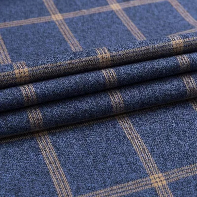 Men's Long-Sleeve Shirt with Check Pattern and Button-Down Collar