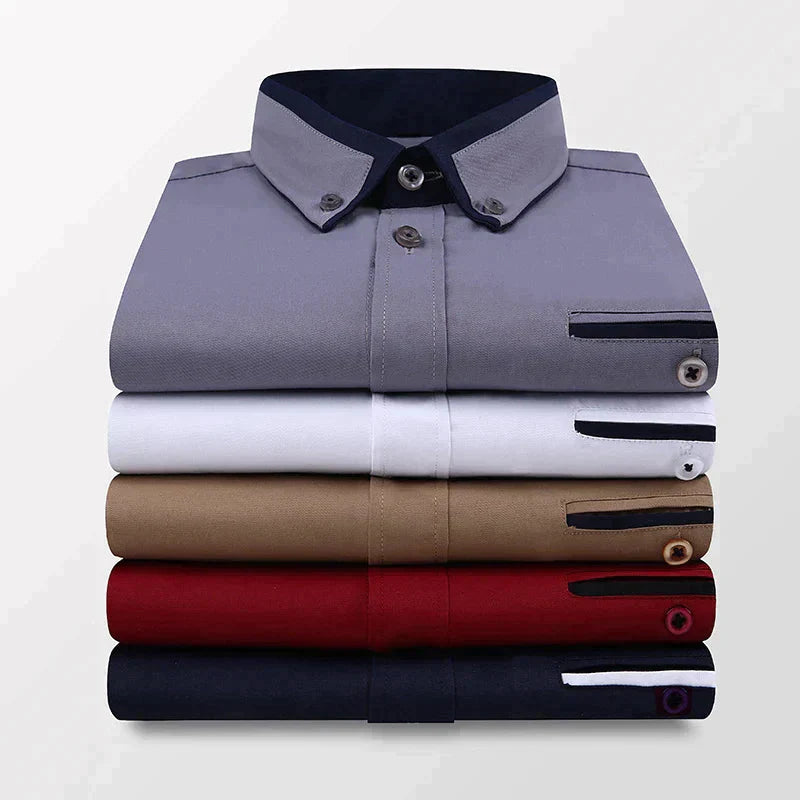 Men's Short-Sleeve Shirt with Double Collar