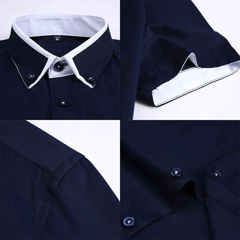 Men's Short-Sleeve Shirt with Double Collar