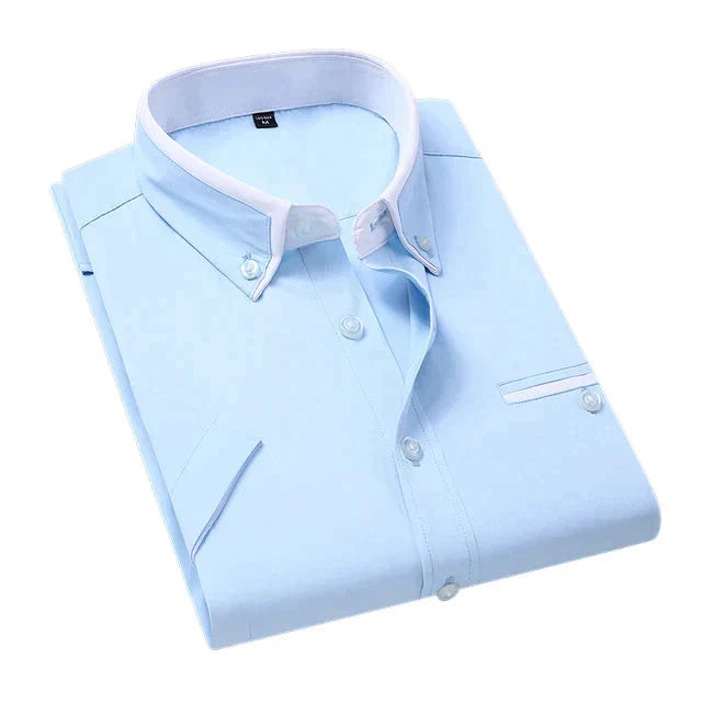 Men's Short-Sleeve Shirt with Double Collar