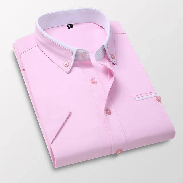 Men's Short-Sleeve Shirt with Double Collar