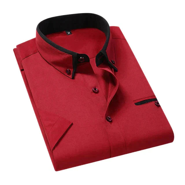 Men's Short-Sleeve Shirt with Double Collar
