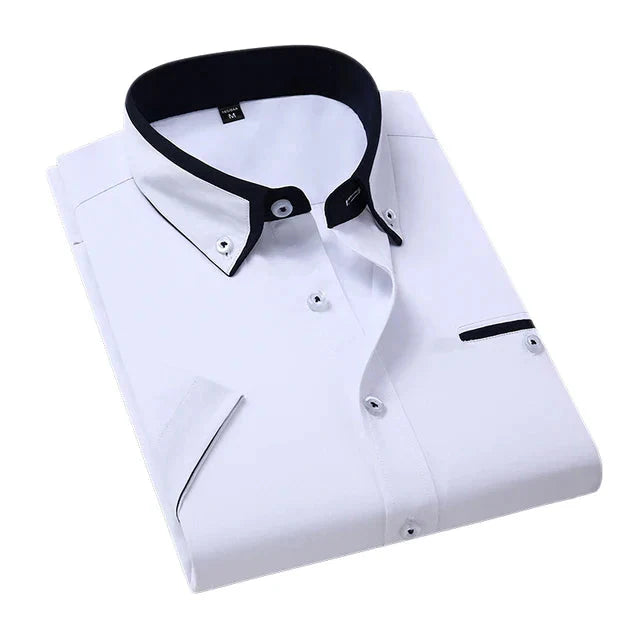 Men's Short-Sleeve Shirt with Double Collar