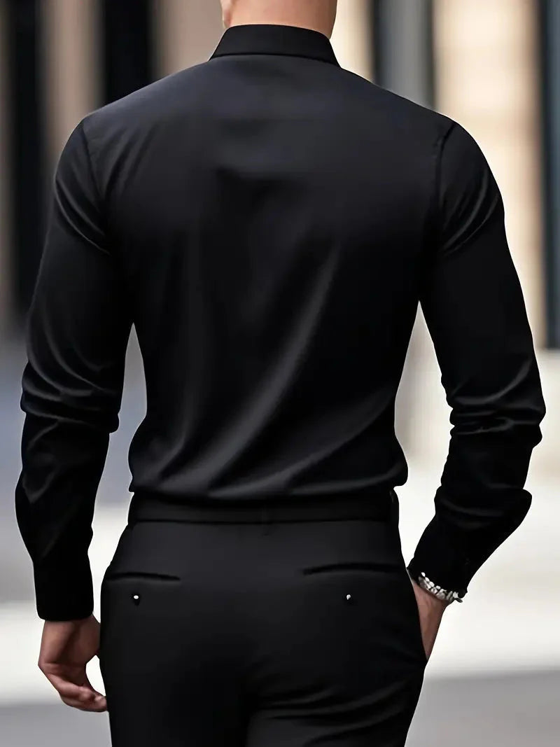Men's Slim Fit Shirt with Long Sleeves and Kent Collar