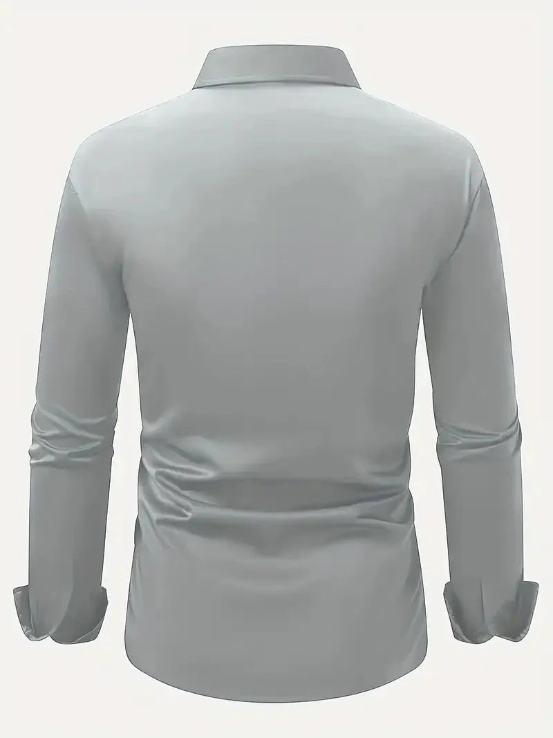 Men's Slim Fit Shirt with Long Sleeves and Kent Collar