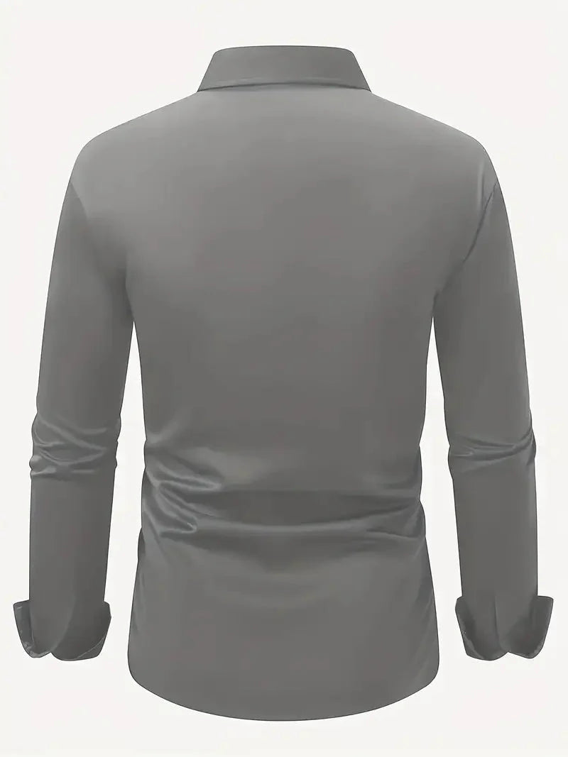 Men's Slim Fit Shirt with Long Sleeves and Kent Collar
