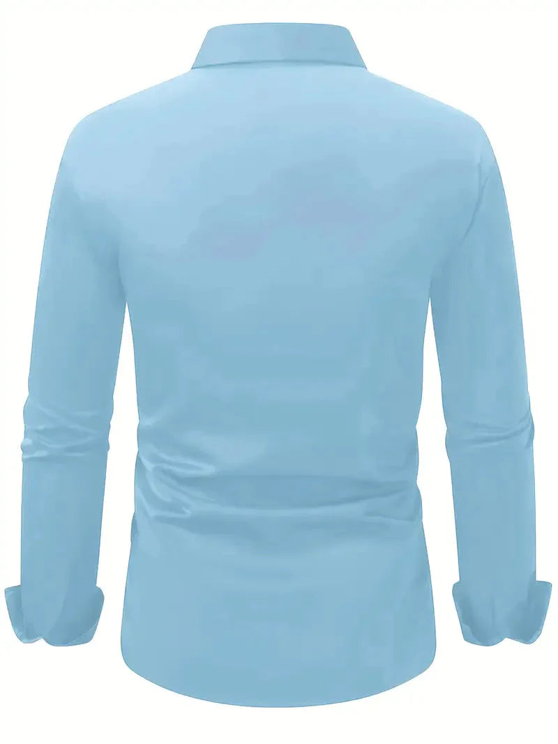 Men's Slim Fit Shirt with Long Sleeves and Kent Collar