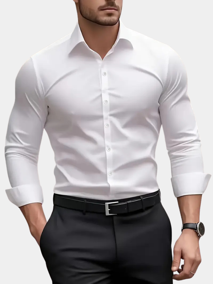 Men's Slim Fit Shirt with Long Sleeves and Kent Collar
