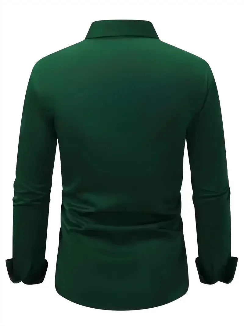 Men's Slim Fit Shirt with Long Sleeves and Kent Collar