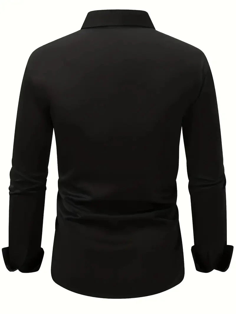 Men's Slim Fit Shirt with Long Sleeves and Kent Collar
