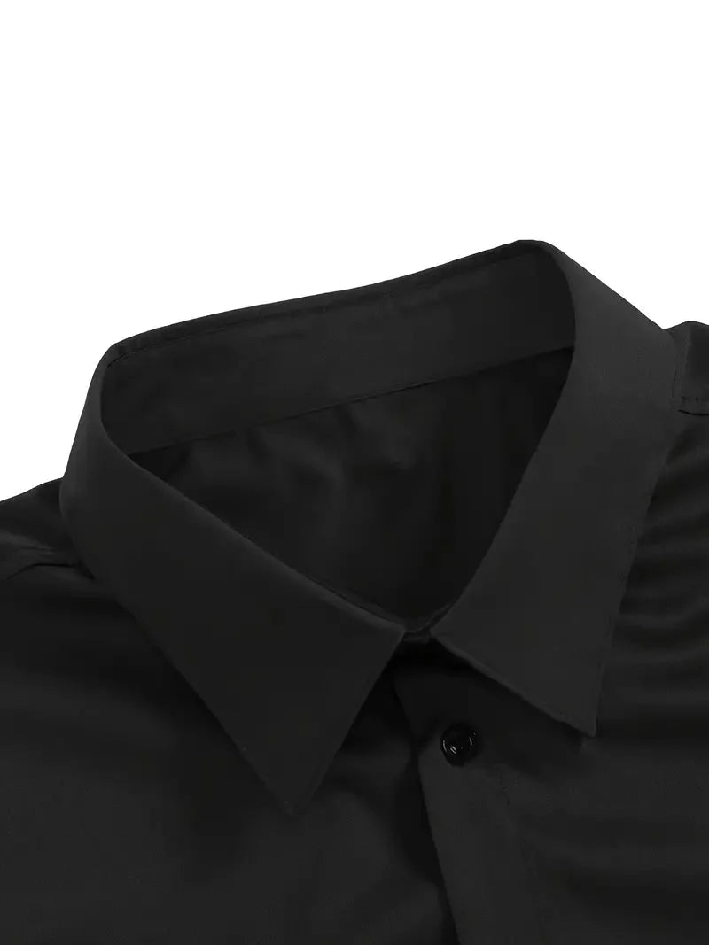 Men's Slim Fit Shirt with Long Sleeves and Kent Collar