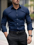 Men's Slim Fit Shirt with Long Sleeves and Kent Collar