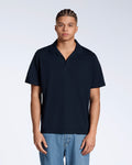 Men's Short-Sleeve Polo with Open Collar and Relaxed Fit