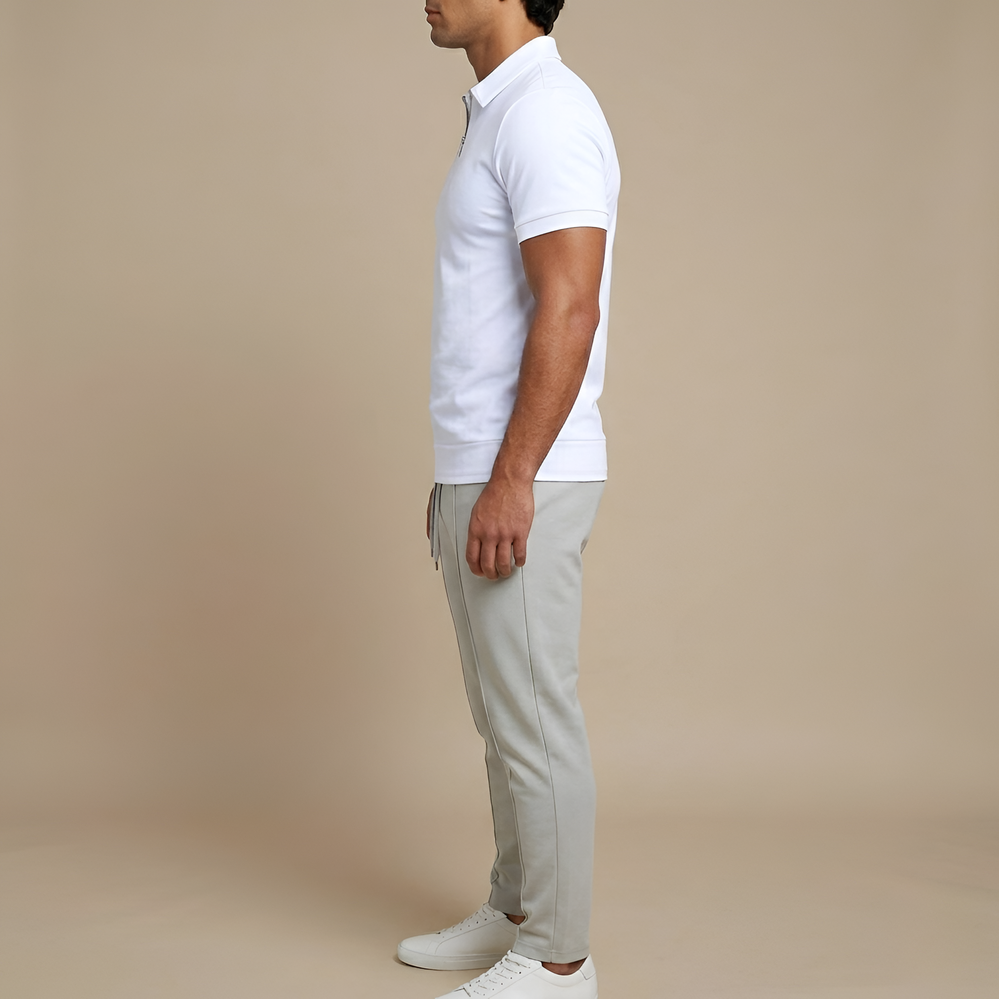 Men's Short-Sleeve Slim Fit Polo with Zip Collar