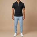 Men's Short-Sleeve Slim Fit Polo with Zip Collar