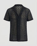 Men's Short-Sleeve Shirt with Camp Collar and Button Closure