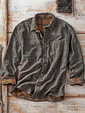 Men's Long-Sleeve Shirt with Checkered Print and Chest Pocket