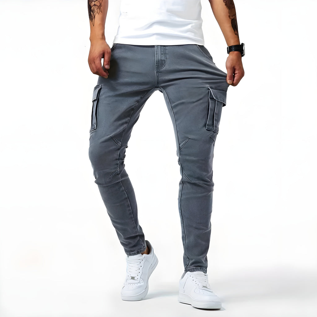 Men's Slim-Fit Cargo Jeans with Side Pockets