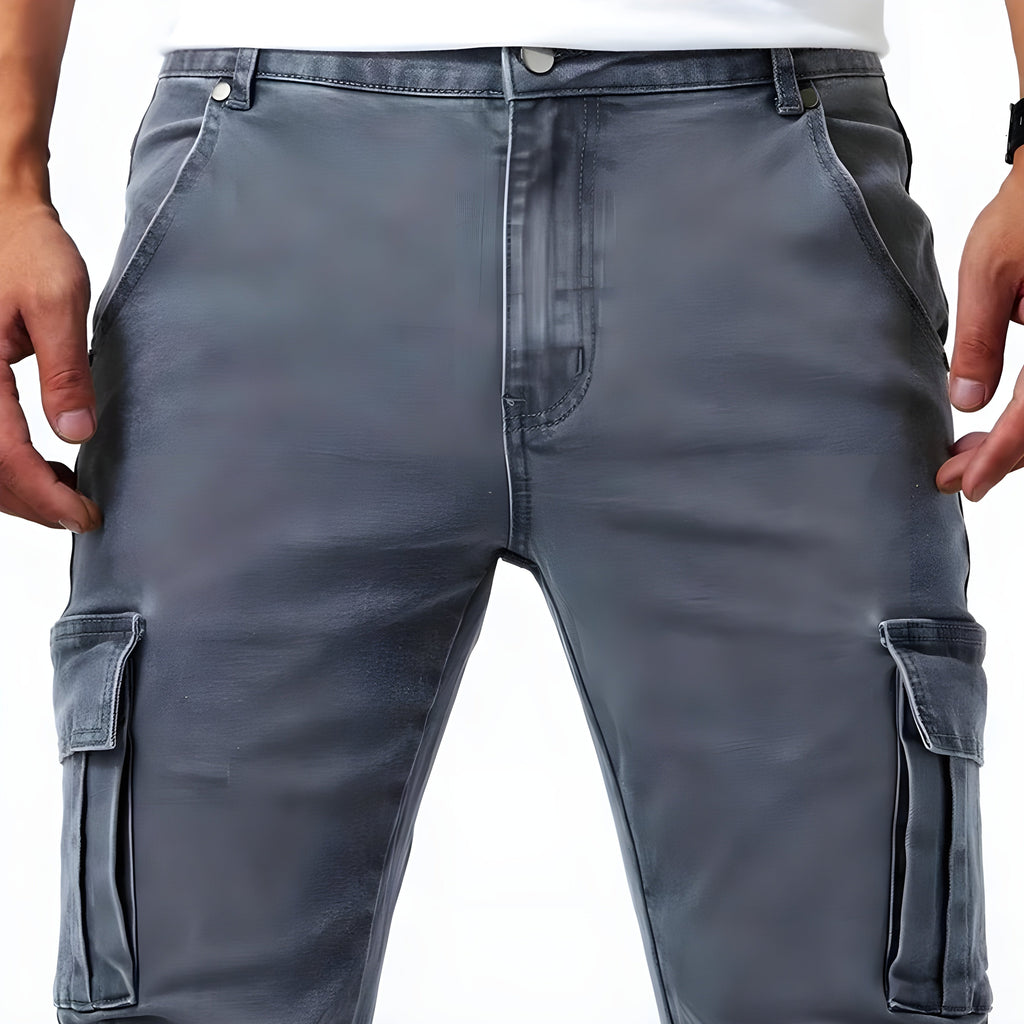 Men's Slim-Fit Cargo Jeans with Side Pockets
