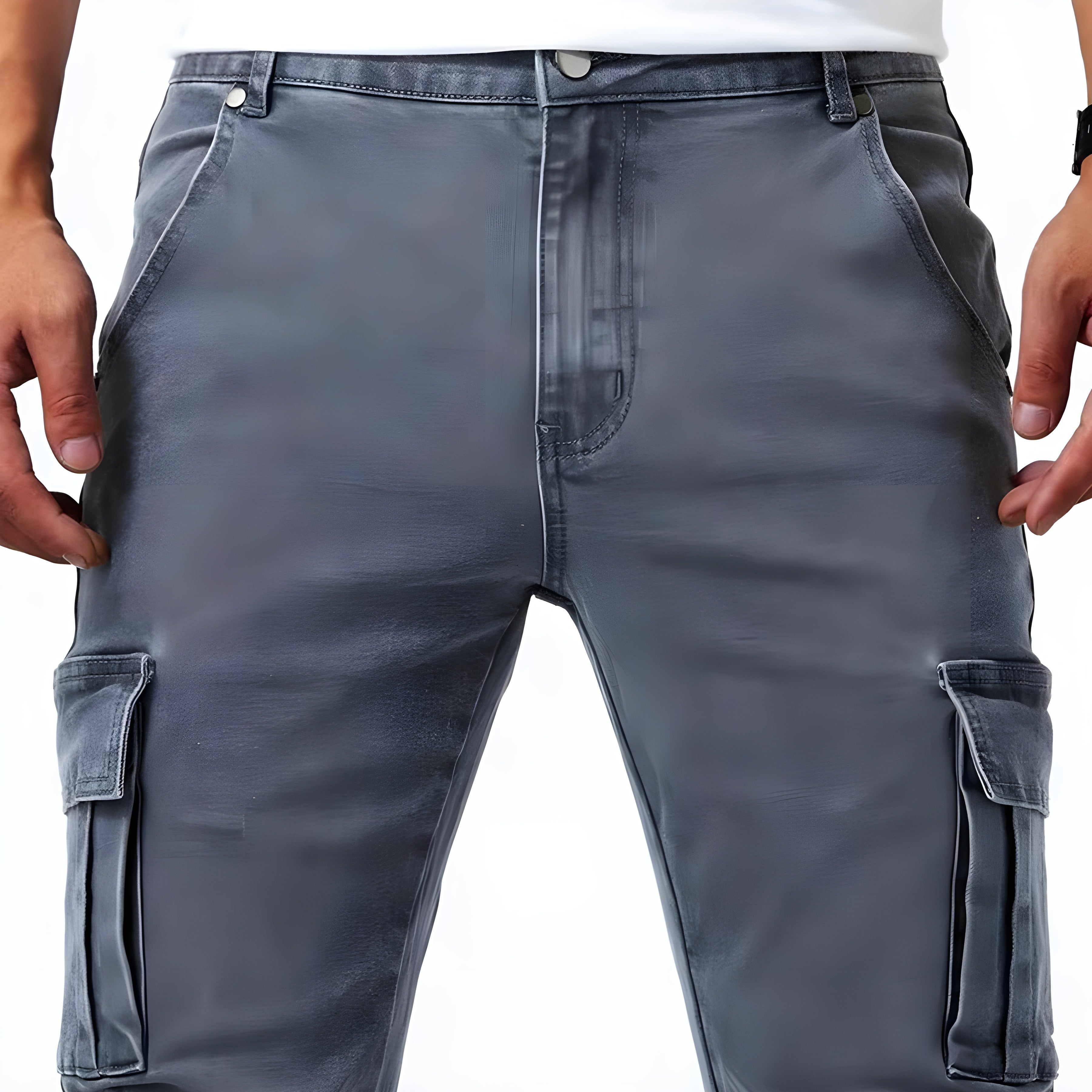 Men's Slim-Fit Cargo Jeans with Side Pockets