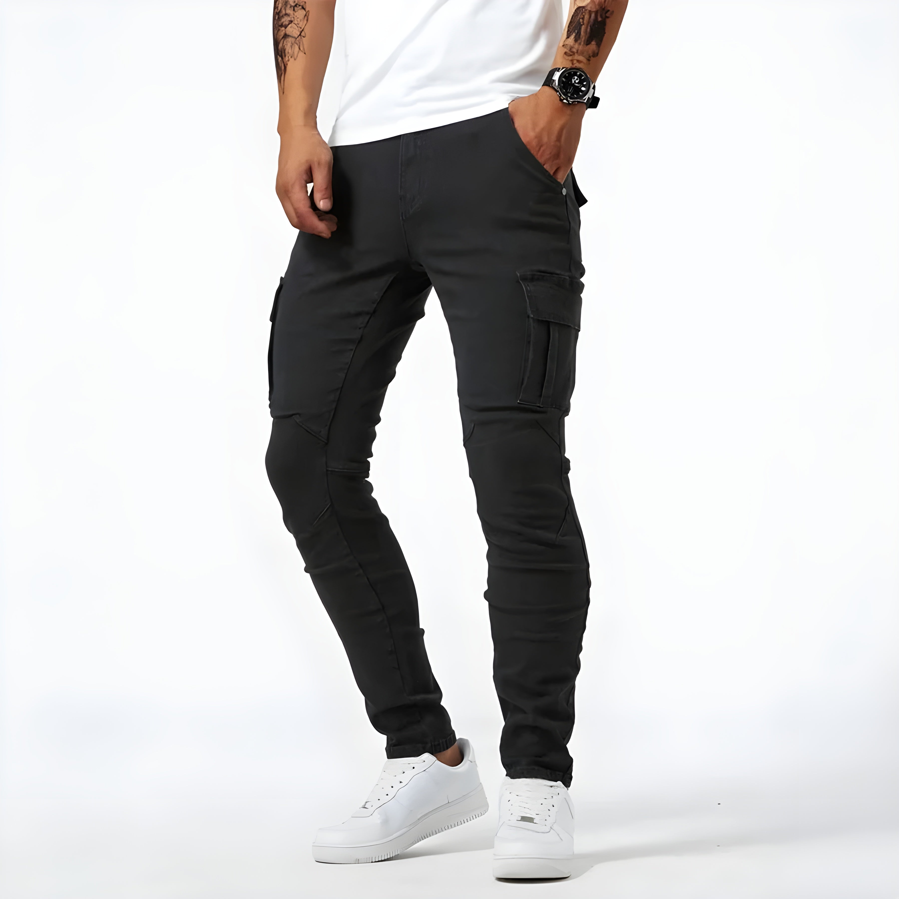 Men's Slim-Fit Cargo Jeans with Side Pockets