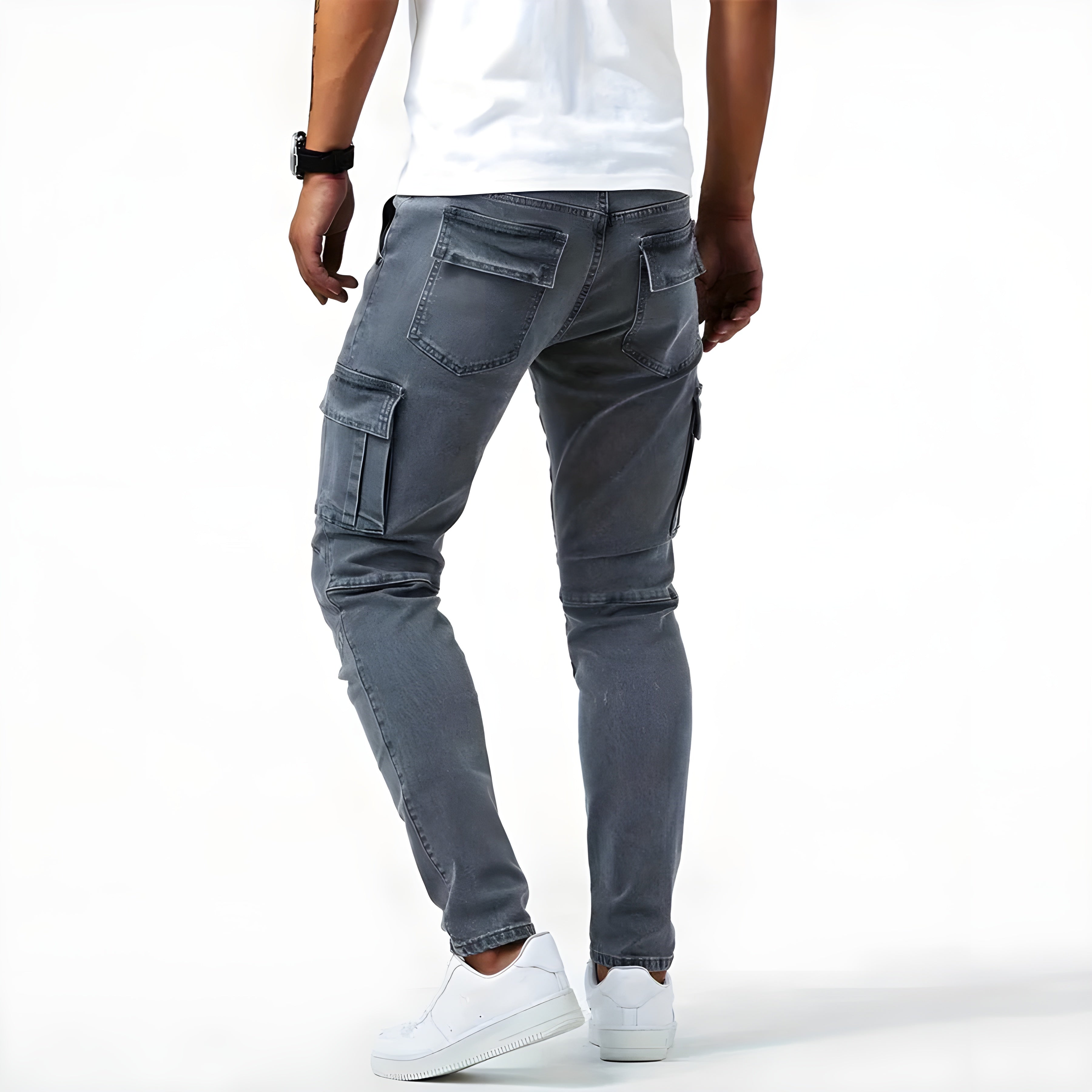 Men's Slim-Fit Cargo Jeans with Side Pockets