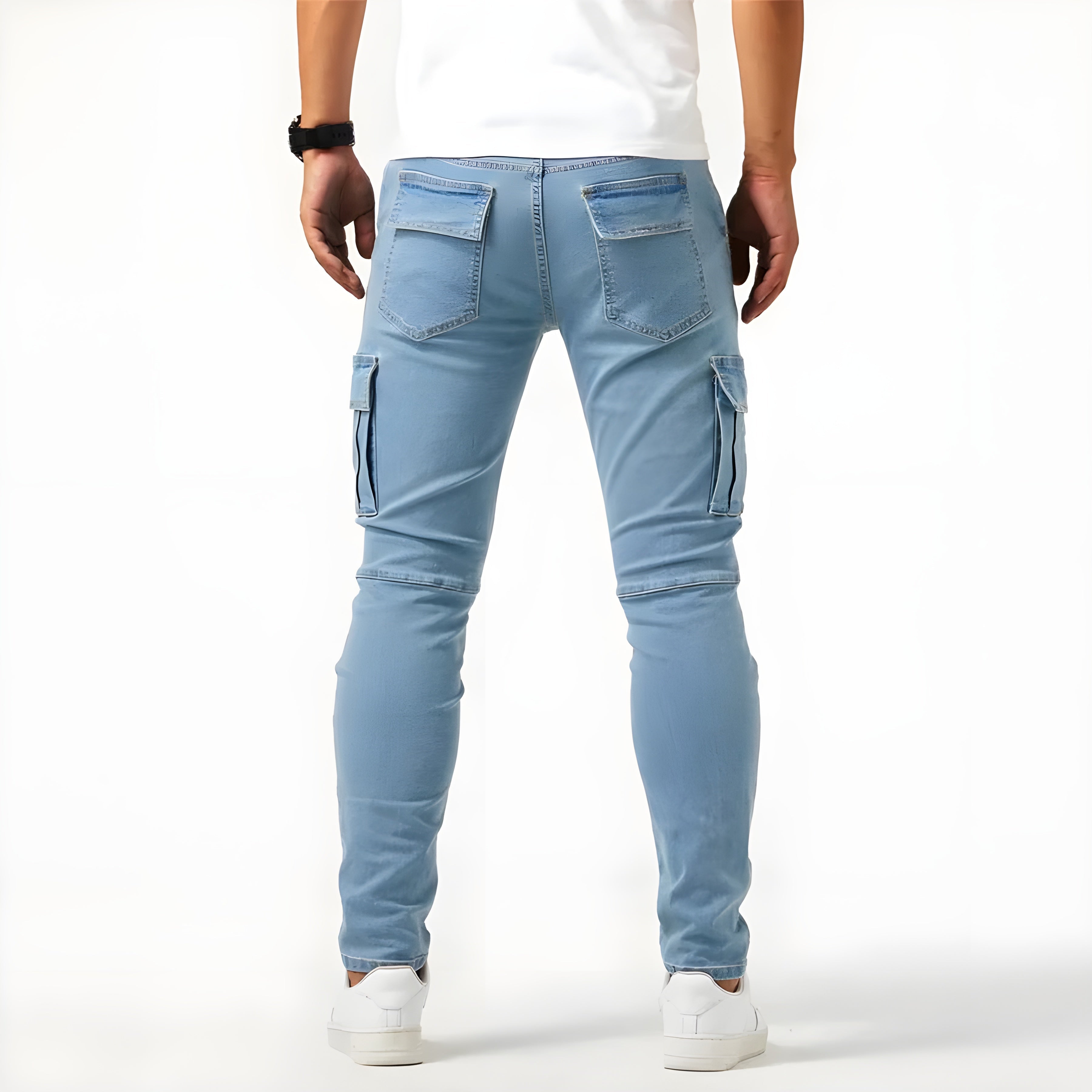 Men's Slim-Fit Cargo Jeans with Side Pockets