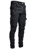 Men's Slim-Fit Cargo Jeans with Stacked Legs