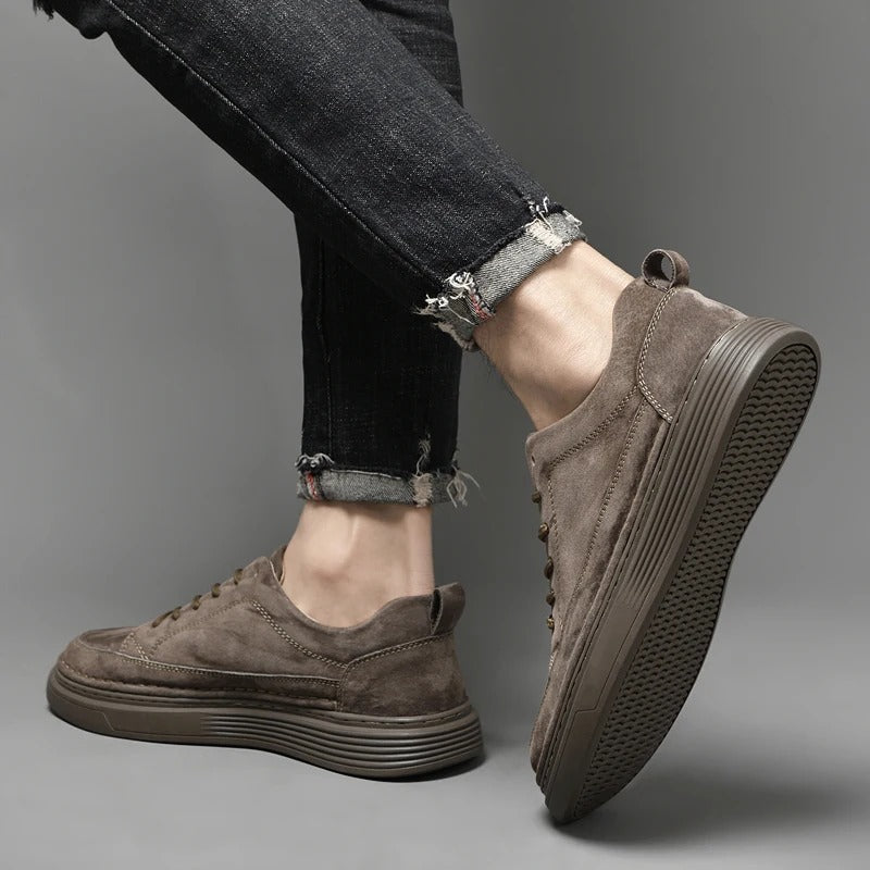 Men's Sneakers with Lace-Up Closure and Thick Sole
