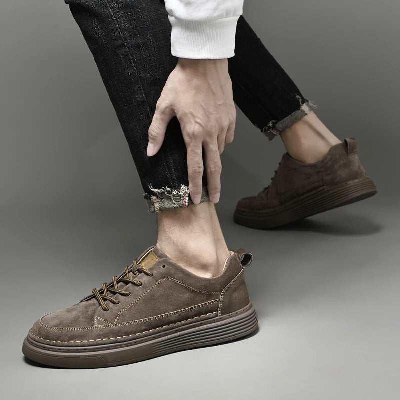 Men's Sneakers with Lace-Up Closure and Thick Sole
