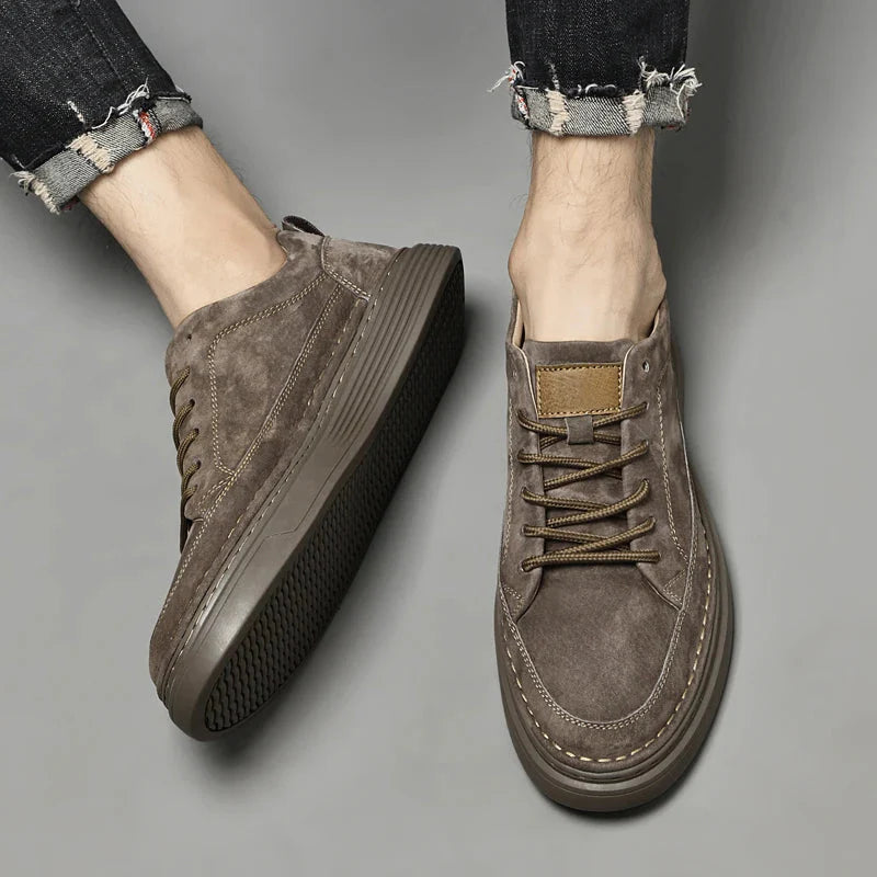 Men's Sneakers with Lace-Up Closure and Thick Sole