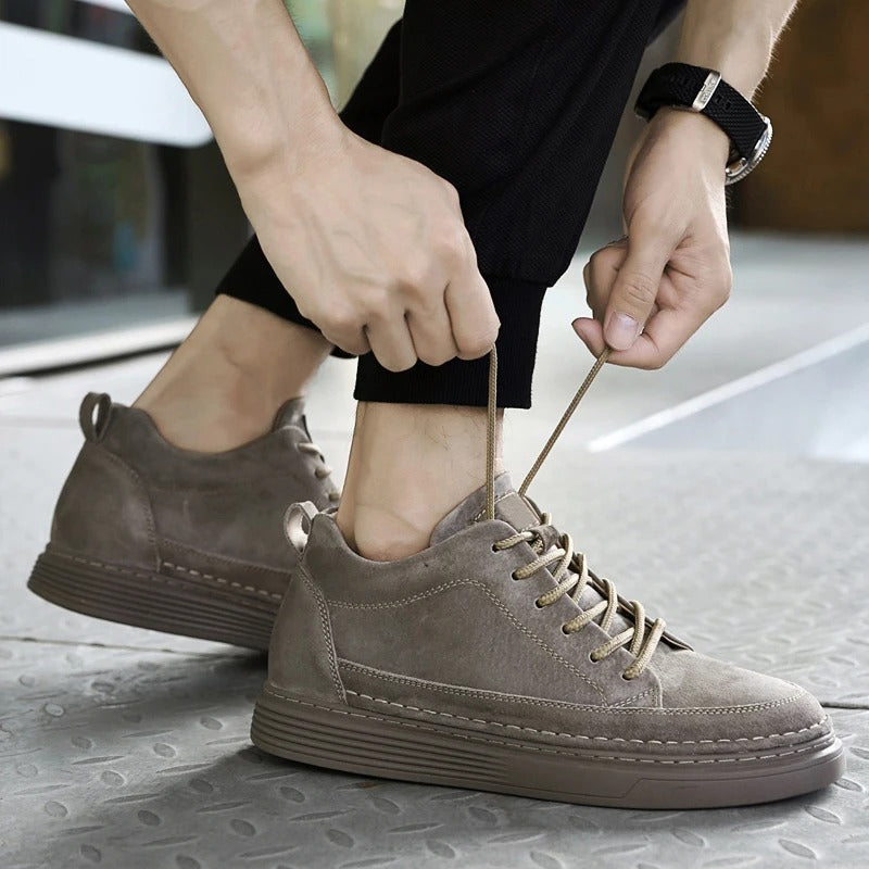 Men's Sneakers with Lace-Up Closure and Thick Sole