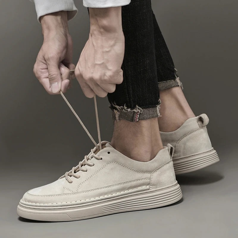 Men's Sneakers with Lace-Up Closure and Thick Sole