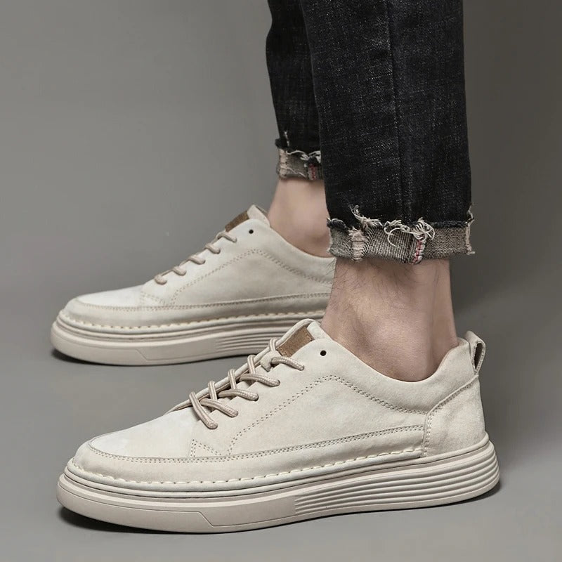 Men's Sneakers with Lace-Up Closure and Thick Sole