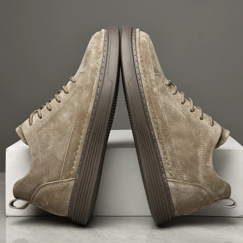 Men's Sneakers with Lace-Up Closure and Thick Sole