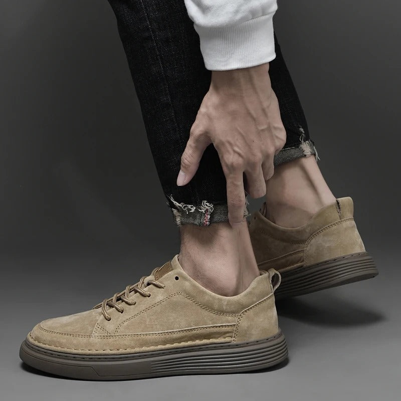 Men's Sneakers with Lace-Up Closure and Thick Sole