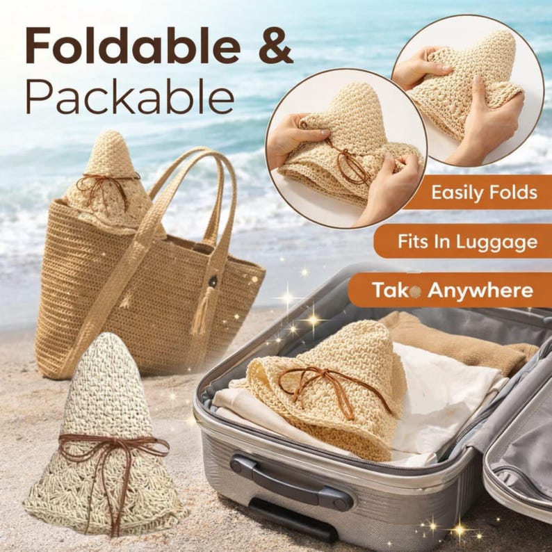 Women’s Boho Straw Sun Hat – Wide Brim Lightweight Beach & Vacation Style