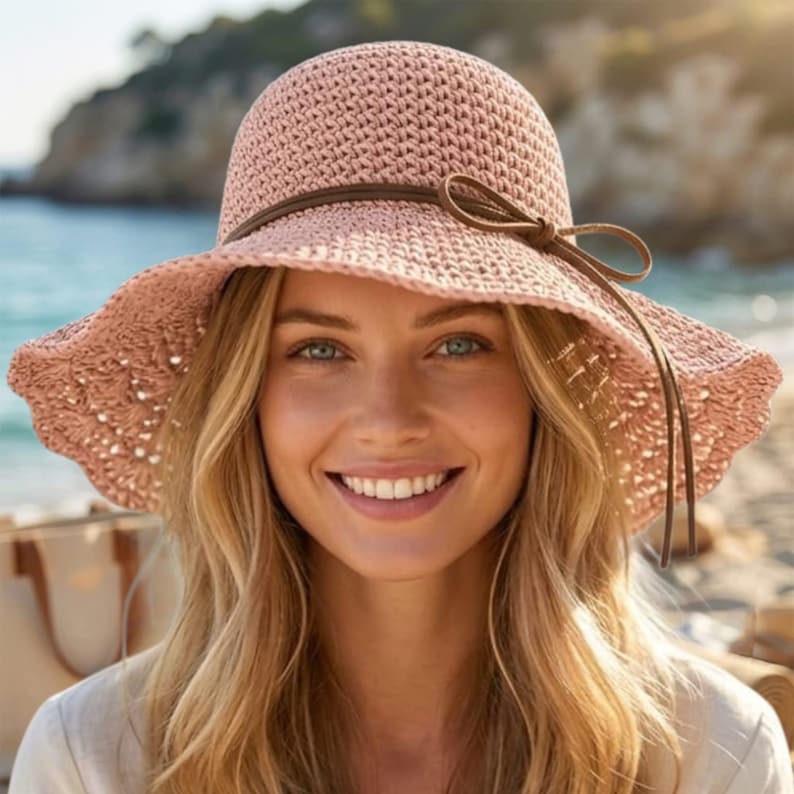 Women’s Boho Straw Sun Hat – Wide Brim Lightweight Beach & Vacation Style