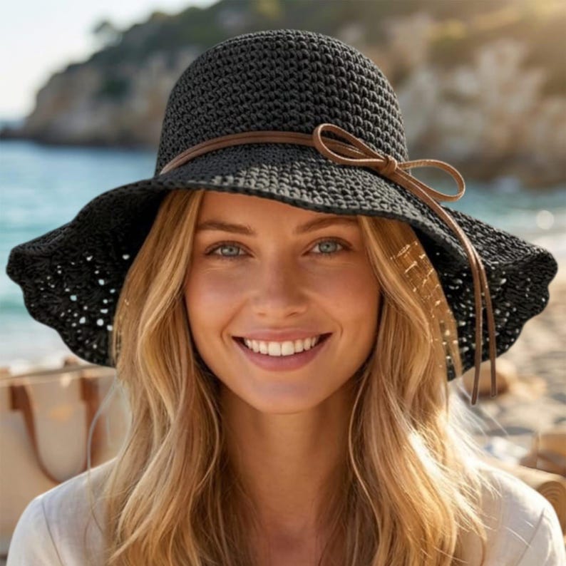 Women’s Boho Straw Sun Hat – Wide Brim Lightweight Beach & Vacation Style